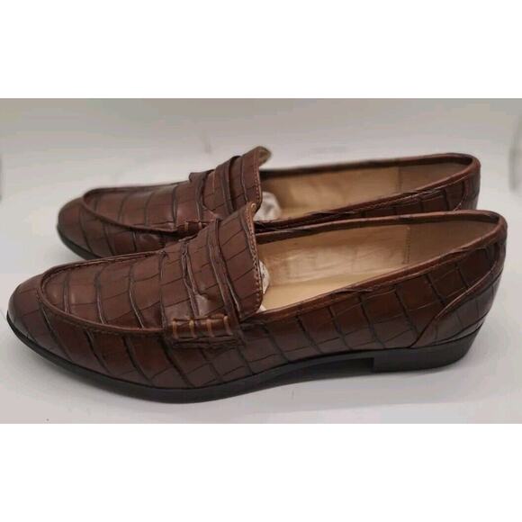 Unisa Womens Unstaslia Rich Brown Crocodile Embossed Flats Size 7.5 M Loafers - Picture 3 of 7